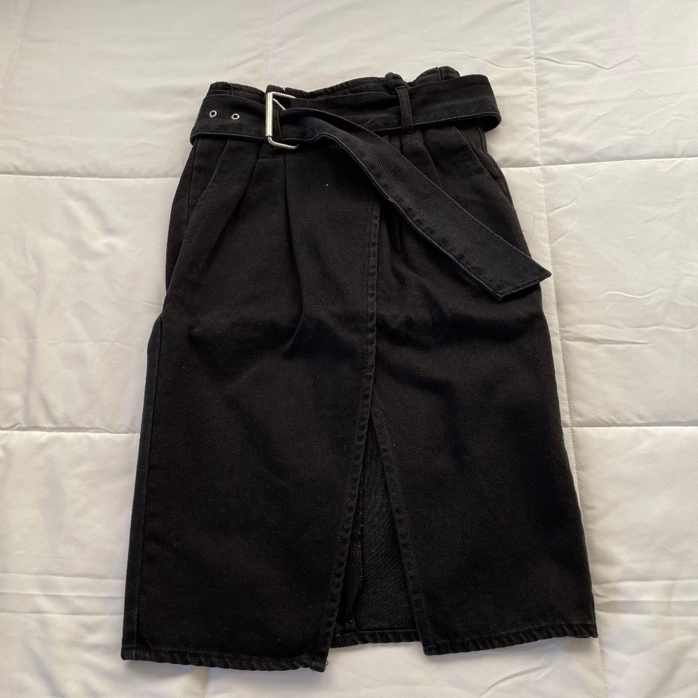 Bershka Black Midi Jean Skirt NWT (Size 00)